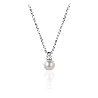 Gisser Silver CZ Pearl Necklace
