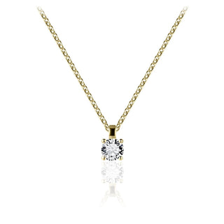 Gisser Gold Plated 5mm CZ Brilliant Round Necklace