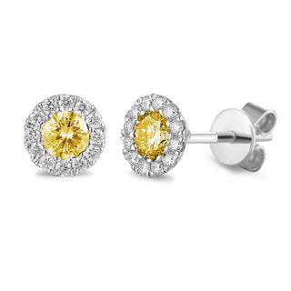 9ct Yellow Gold Citrine & Diamond Cluster Earrings