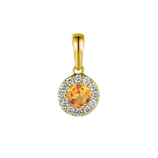 9ct Yellow Gold Citrine & Diamond Cluster Pendant