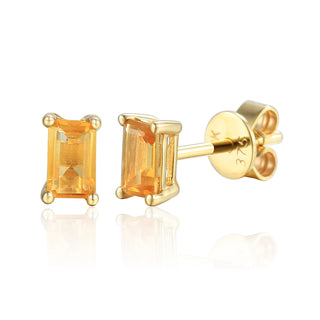 9ct Yellow Gold 0.56ct Citrine Rectangular Stud Earrings