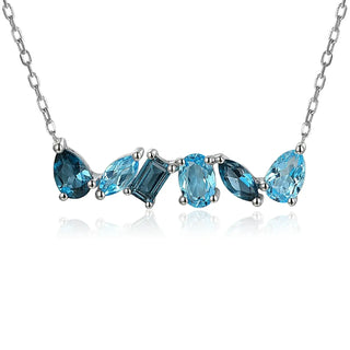 9ct White Gold Blue Topaz Confetti Necklace | Blue Topaz Necklace