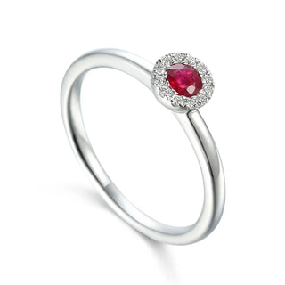 9ct White Gold Ruby Cluster Ring