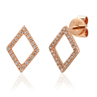 18ct Rose Gold Open Diamond Shape Stud Earrings