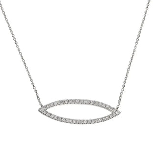 18ct White Gold Diamond Set Marquise Necklace