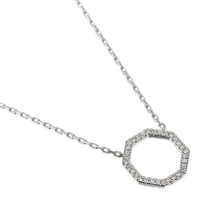 18ct white gold diamond necklace with an open octagon shape pendant