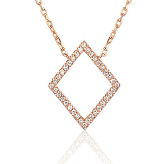 18ct Rose Gold |  Diamond Necklace | Diamond Shape Necklace