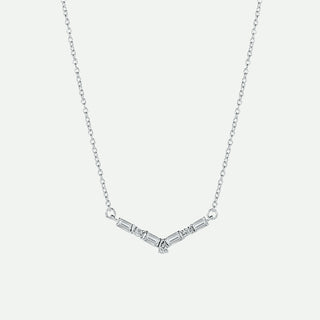 Diamond necklace with baguette-cut stones on a white background