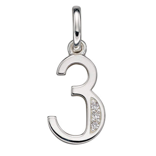 Silver CZ Number '3' Pendant