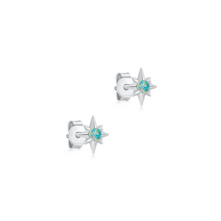 Created Opal Star Stud Earrings