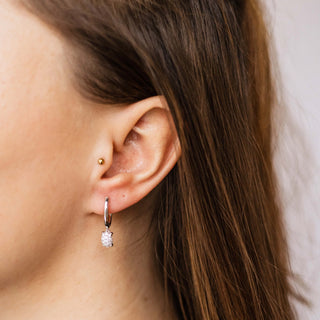 Gisser Dashing Details Pave CZ Hoop Earrings