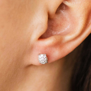 Gisser Oval Pave CZ Dashing Details Stud Earrings