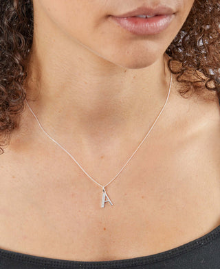 Silver CZ Initial 'A' Pendant | Initial Pendant Silver