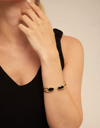 Unode50 Kingdom Bracelet | PUL2248NGRORO | Black Crystal Gold Bangle