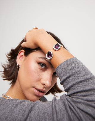 UNOde50 Bangle Bracelet with Two Pink Crystals