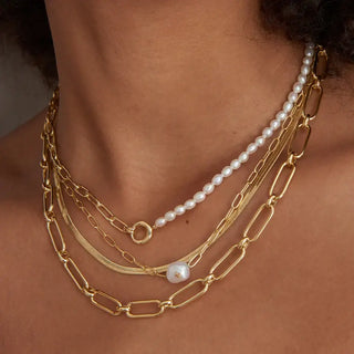 Pearl Chunky Link Chain Necklace