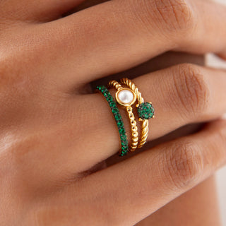 Gisser Silver Gold Plated Beaded Stacking Ring