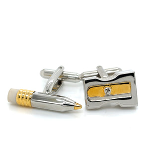 Pencil & Sharpener Stainless Steel Cufflinks