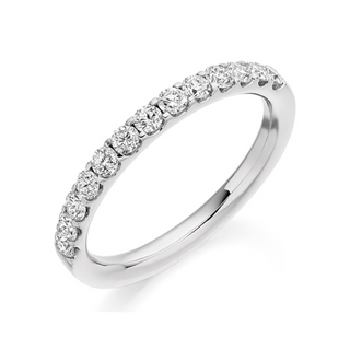 Platinum 0.50ct Claw Set Diamond Half Eternity Ring