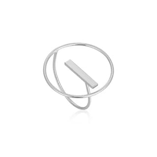 A silver adjustable ring with a simple circular design on a white background.