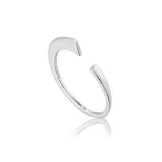 Silver open ring on a white background