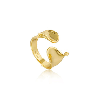 Golden Wide Twist Adjustable Ring