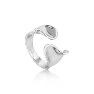 An adjustable sterling silver ring with a twisted band design, displayed against a white background.