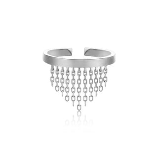 Silver Fringe Fall Adjustable Ring