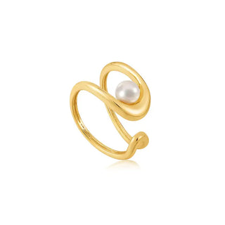 Ania Haie Gold Plated Silver Pearl Sculpted Adjustable Ring