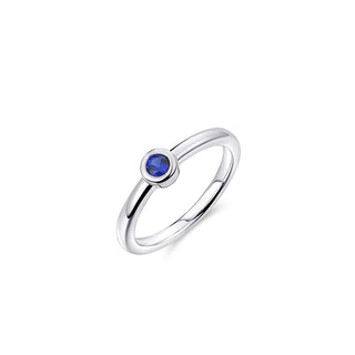 Gisser Silver Blue CZ Bezel Ring