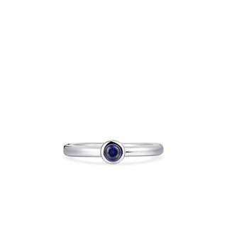 Gisser Silver Blue CZ Bezel Ring