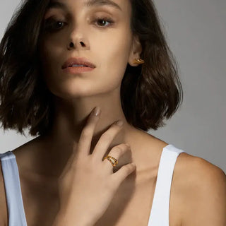 Shaun Leane Yellow Gold Plated Silver Rose Thorn Wide Ring