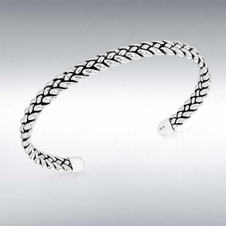 Silver Oxidised Braided Cuff Bangle