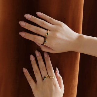 Gisser Silver Gold Plated Beaded Stacking Ring