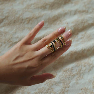 Gisser Silver Gold Plated Beaded Stacking Ring