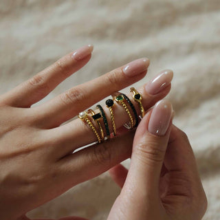 Gisser Silver Gold Plated Beaded Stacking Ring