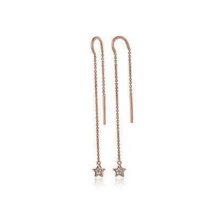 Lucinda King Rose Gold Plated Star Drop Chain Threader Earrings