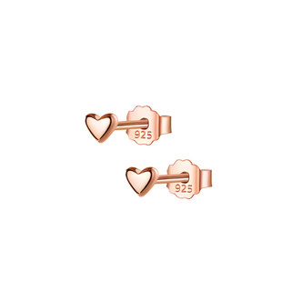 Rose Gold Plated Silver Mini Heart Stud Earrings
