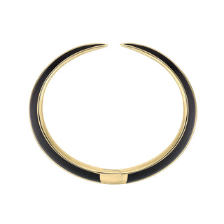 Shaun Leane Gold Plated  Silver Sabre Deco Black Ceramic Bangle