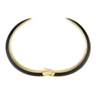 Shaun Leane Gold Plated  Silver Sabre Deco Black Ceramic Bangle