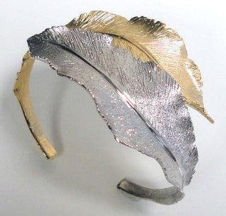 Silver Frosted Crossover Leaf Bangle