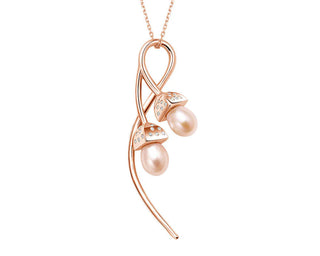Fei Liu Rose Gold Plated Silver Snowdrop Double Pearl Pendant