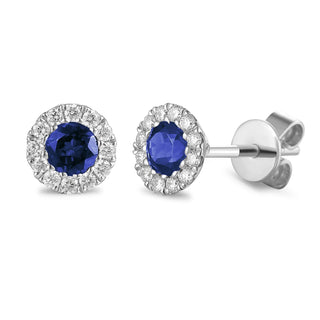 9ct White Gold Sapphire & Diamond Cluster Earrings