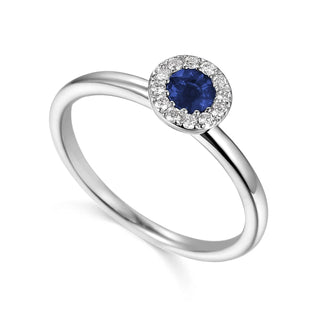 9ct White Gold Sapphire & Diamond Cluster Ring