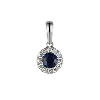 9ct White Gold Sapphire & Diamond Cluster Pendant