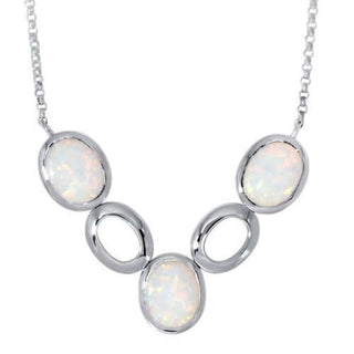 Silver Created Opal Necklace