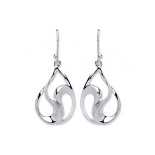 Silver Polished/Satin Drop Earrings