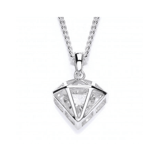 Silver Diamond Shaped Cage CZ Pendant