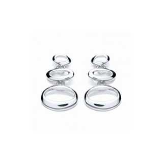 Silver 3 Oval Drop Earrings