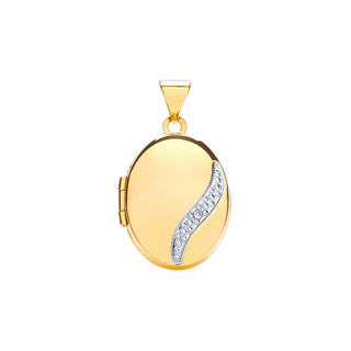 9ct Yellow Gold Diamond Oval Locket